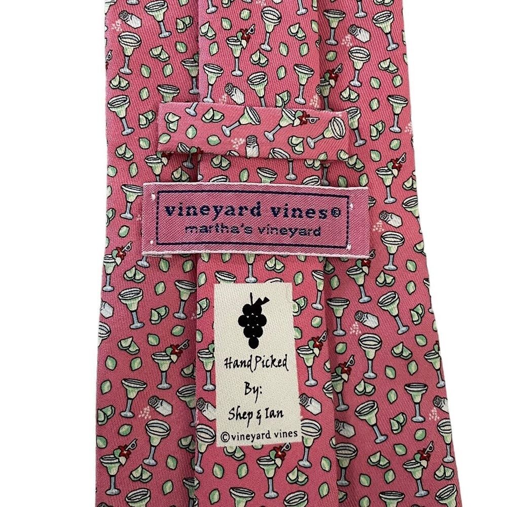 Vineyard Vines Men's Tie Margarita Lime Cocktails Pink Silk 3 7/8" (W) 66.5" (L)